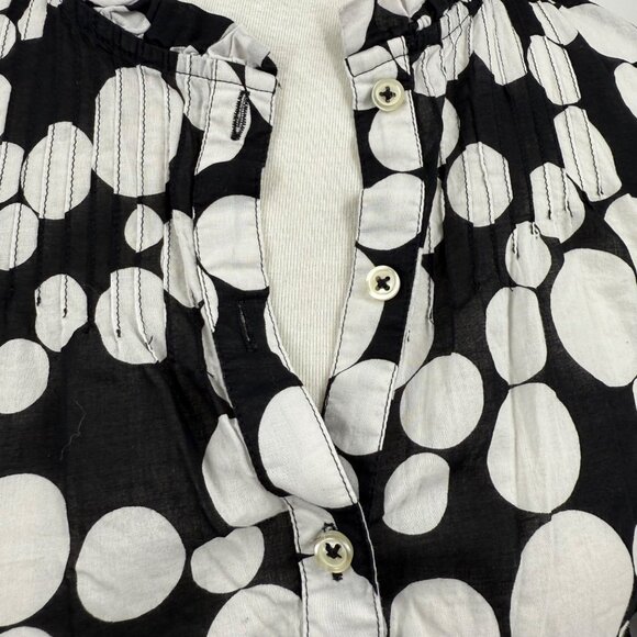 Talbots Petite Black & White Polka Dot Button-Up Blouse  100% Cotton  Made In In - Picture 5 of 10